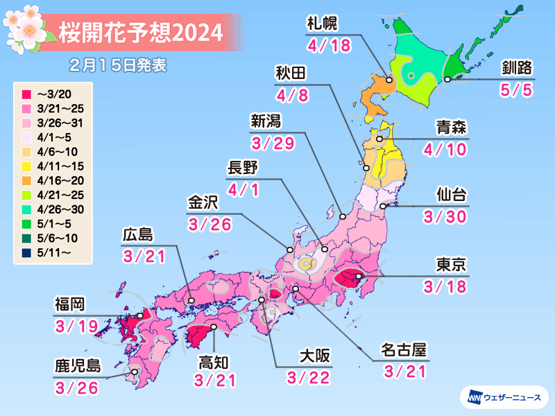 最新日本櫻花季2024開花預測，5大熱門的賞櫻景點全攻略