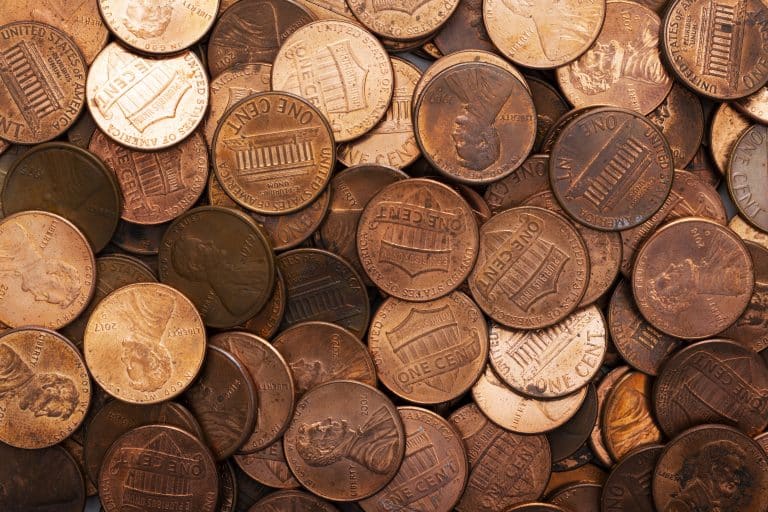 still life dollar coins scattered