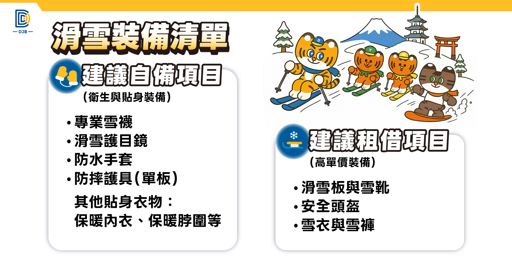 滑雪裝備清單:建議自備與租借項目