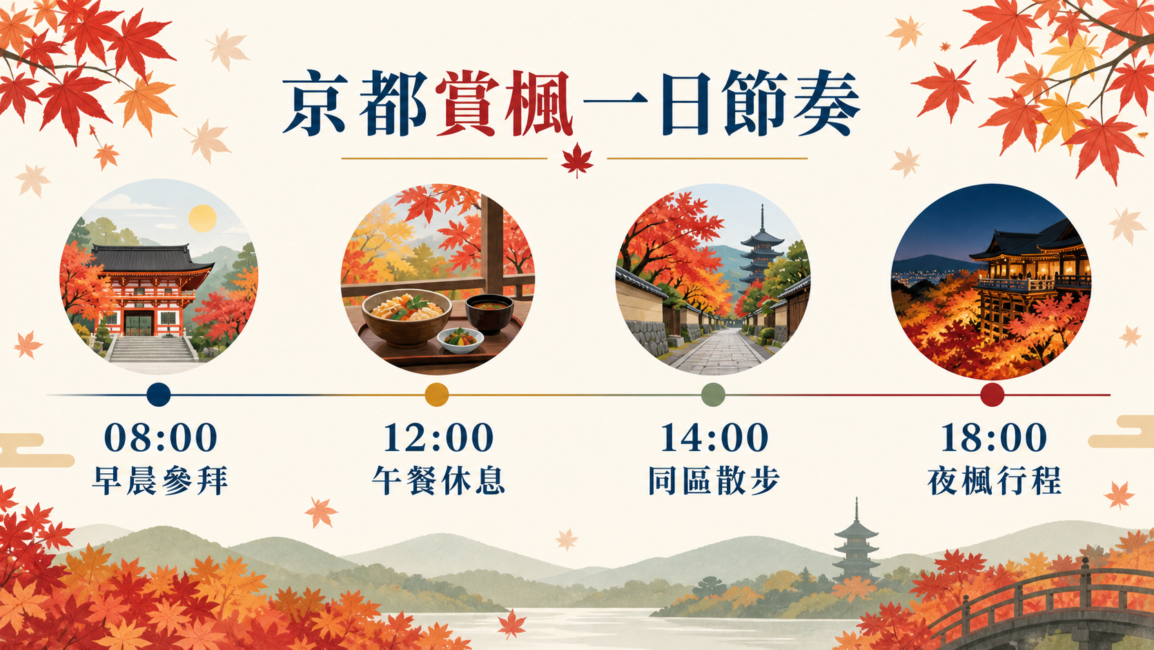 京都賞楓三天行程時間軸,依東山、岡崎南禪寺與嵐山分區安排